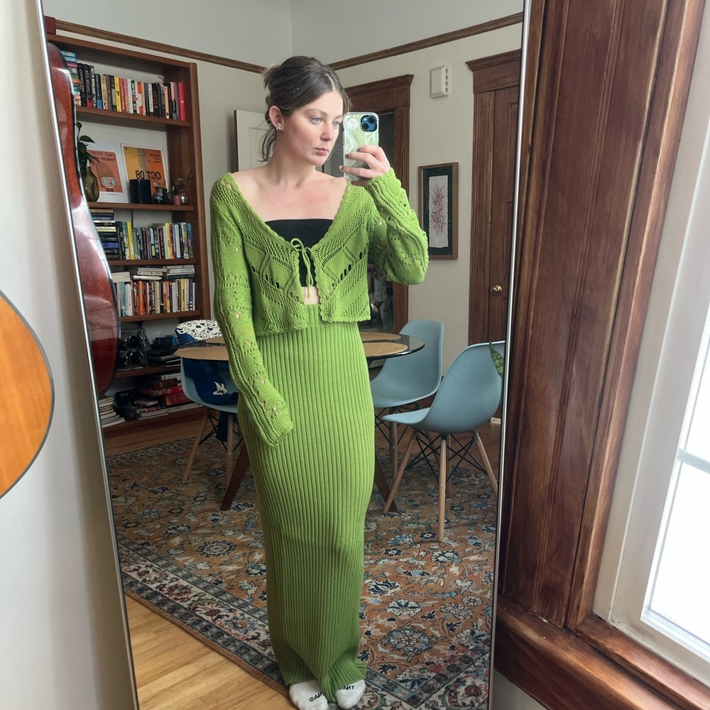 Free people Green sweater set